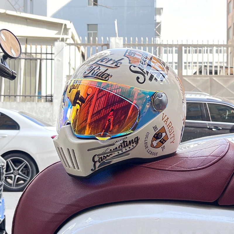 DOT Motorcross Motorcycle Vintage Helmet Moto Racing Ride Full Face Helmet 18