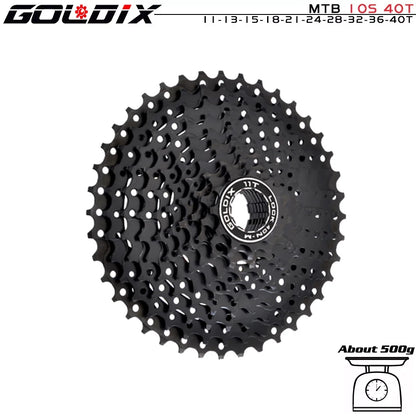 GOLDIX Black MTB Cassette 8/9/10/11/12 Speed 40/42/46/50T K7 Bicycle Freewheel Sprocket