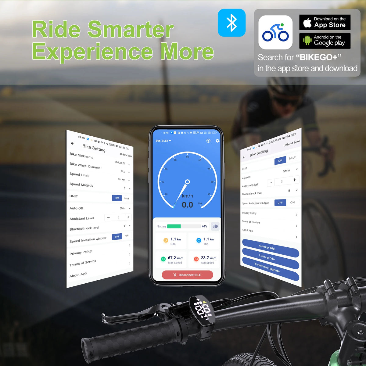 VD03 electric bicycle handlebar display mounted on ebike