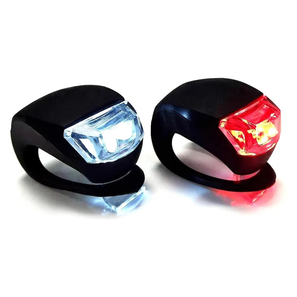 2 PCS Silicone Bicycle Front Rear Light Set Night Riding Safety Warning Taillight Easy to Install Flashlight Headlight Tail Lamp