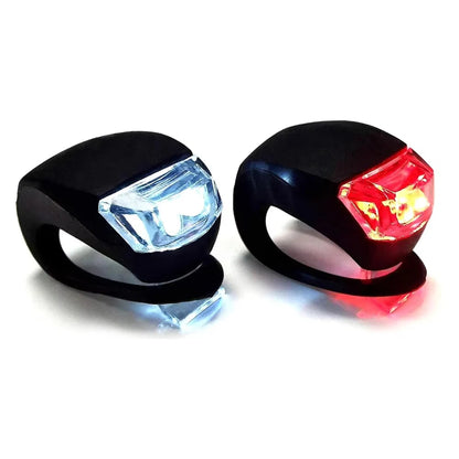 2 PCS Silicone Bicycle Front Rear Light Set Night Riding Safety Warning Taillight Easy to Install Flashlight Headlight Tail Lamp