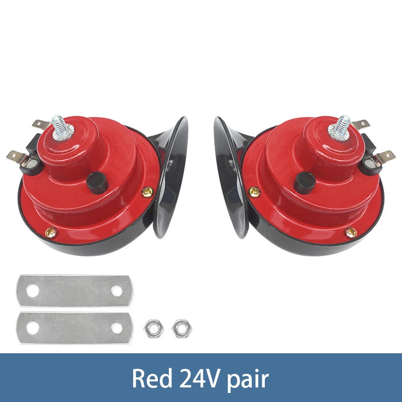 Modified Motorcycle 12V Snail Horn High-frequency Universal 300DB Horn Waterproof Car Electric Horn Red 24V pair