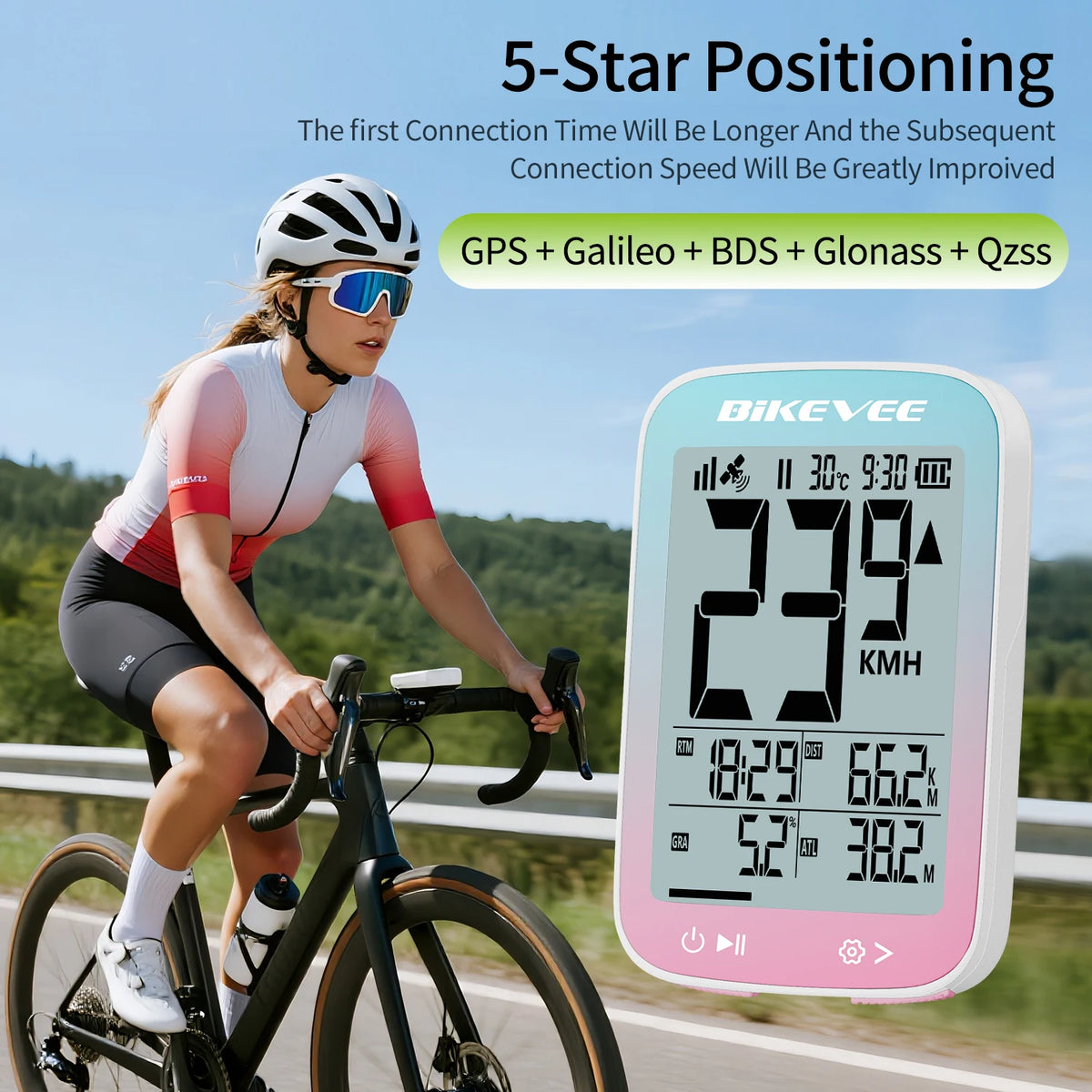 Auto backlight feature on BIKEVEE 2.4 inch cycling display computer during night riding