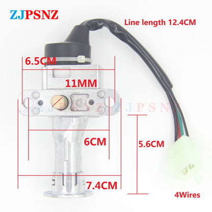 Motorcycle Switch Key Faucet Lock Head Lock Electric Door Lock 4 Wires For GY6 CG125 Motorcycle ATV Scooters Ignition Universal