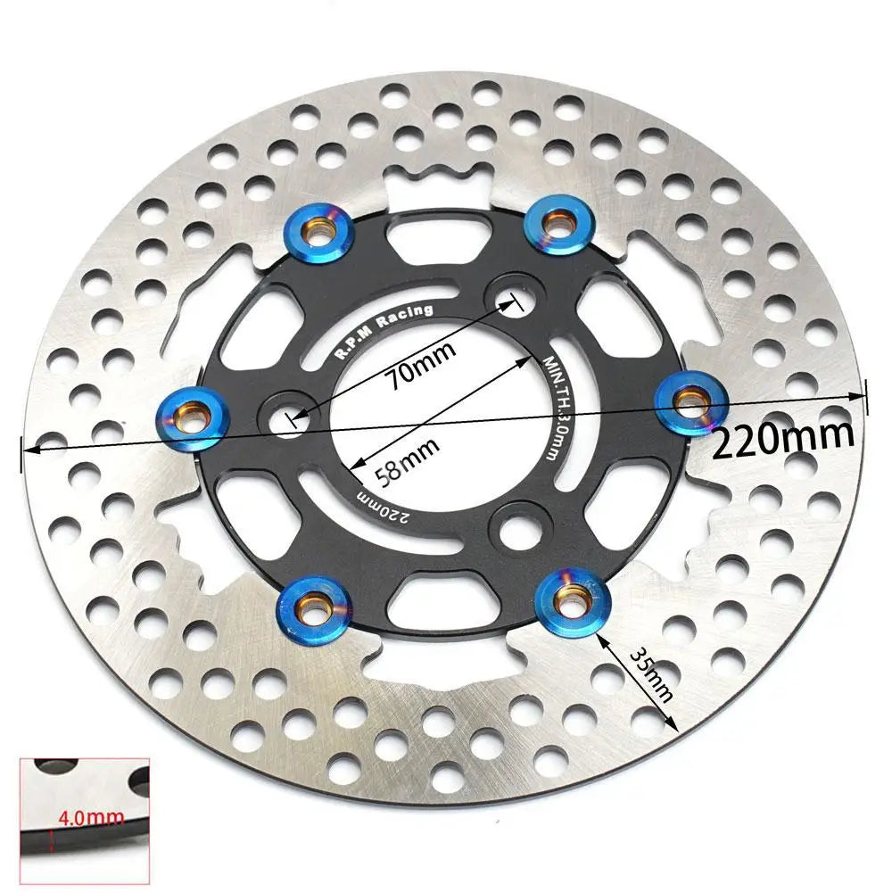 220mm RPM Motorcycle Brake Disc Floating Disk Rotor Brake Caliper Universal 3 Hole Front Rear Wheel For Yamaha Scooters Niu