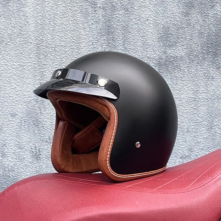 Motorcycle Half Open Face Four Seasons Universal Semi-open Motocross Helmet Mute Black