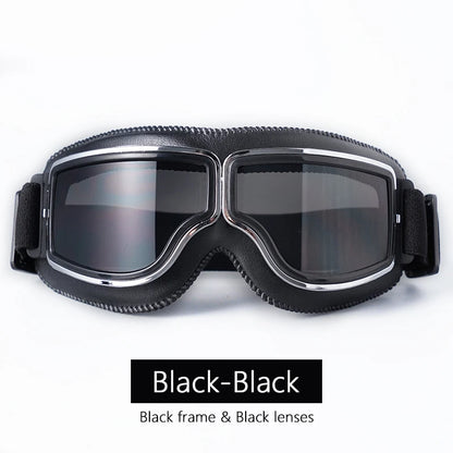 Universal Motorcycle Vintage Goggles Leather Motorbike Scooter Biker Moto Glasses Goggles for Steampunk Helmet Goggles Dustproof