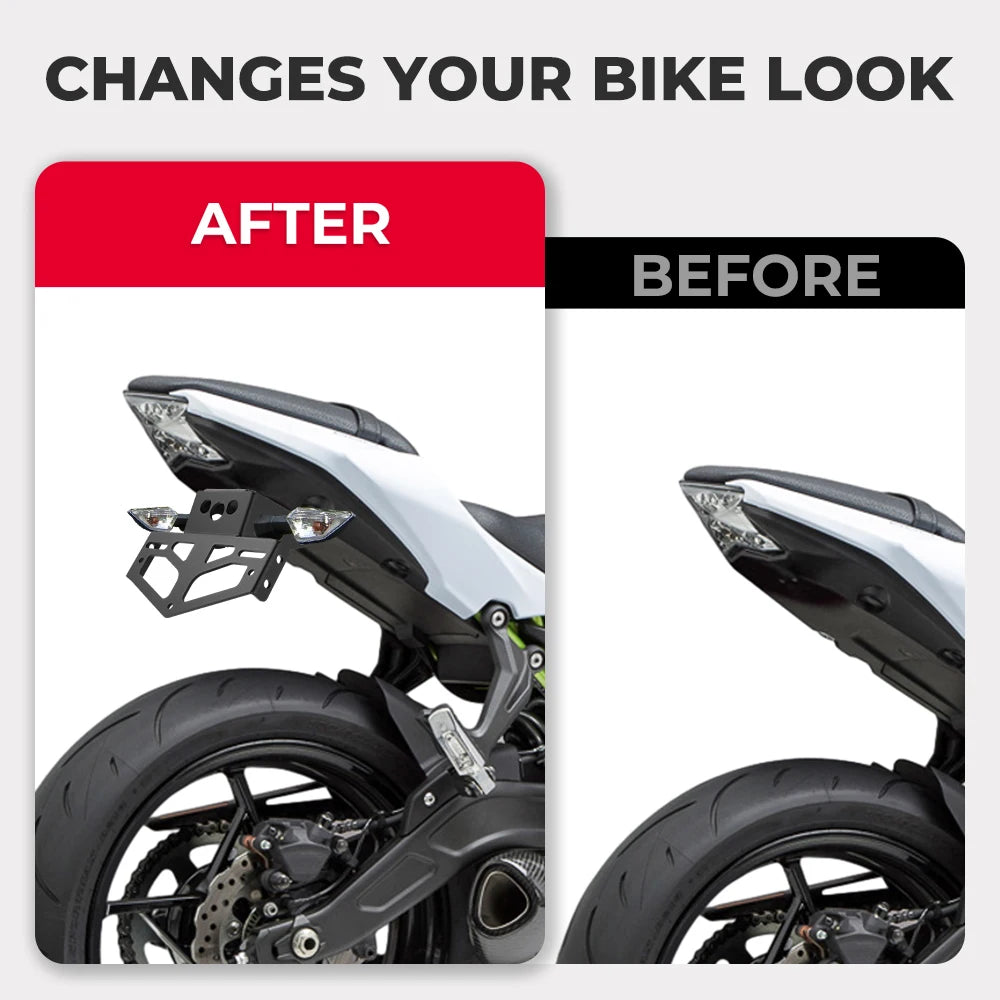 License Plate Holder for Kawasaki Ninja 650 Z650 (2017-2024) - Fender Bracket Eliminator Kit