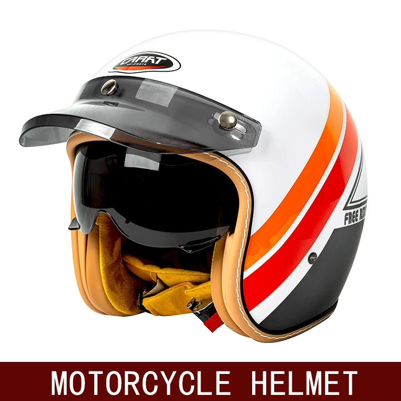 Close up of warm inner lining and secure chin strap on a 3/4 moto helmet