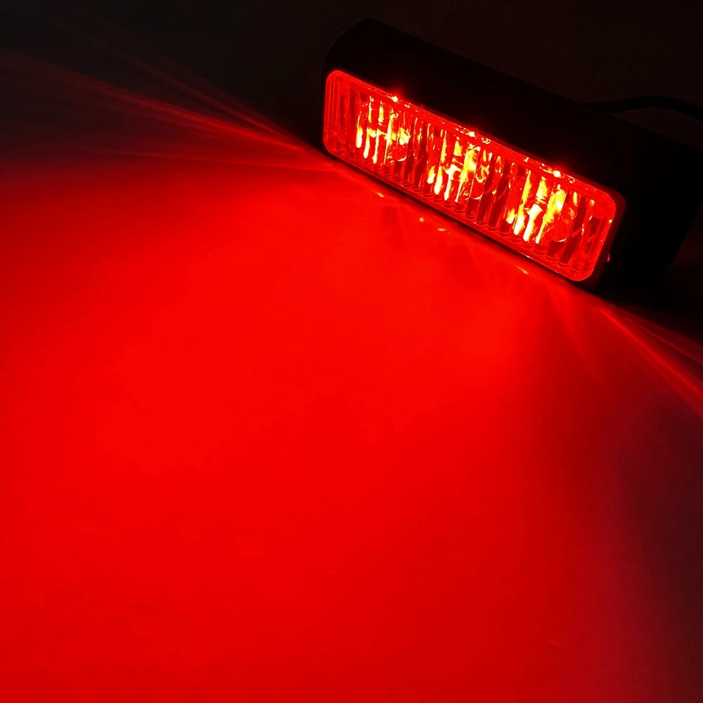 3 LED Emergency Strobe Lights Beacon for Car Truck Hazard Warning Light Surface Mount Vehicle Caution Flashing Light Bar 12V/24V 1pcs Red Light