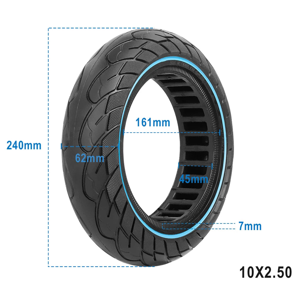 10X2.5 Tubeless Tires 60/70-6.5 Solid Tire for Ninebot Max G30 Electric Scooter 10inch Explosion-Proof Hollow Honeycomb Tyre