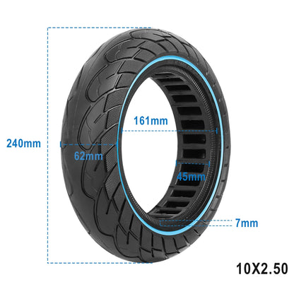 10X2.5 Tubeless Tires 60/70-6.5 Solid Tire for Ninebot Max G30 Electric Scooter 10inch Explosion-Proof Hollow Honeycomb Tyre