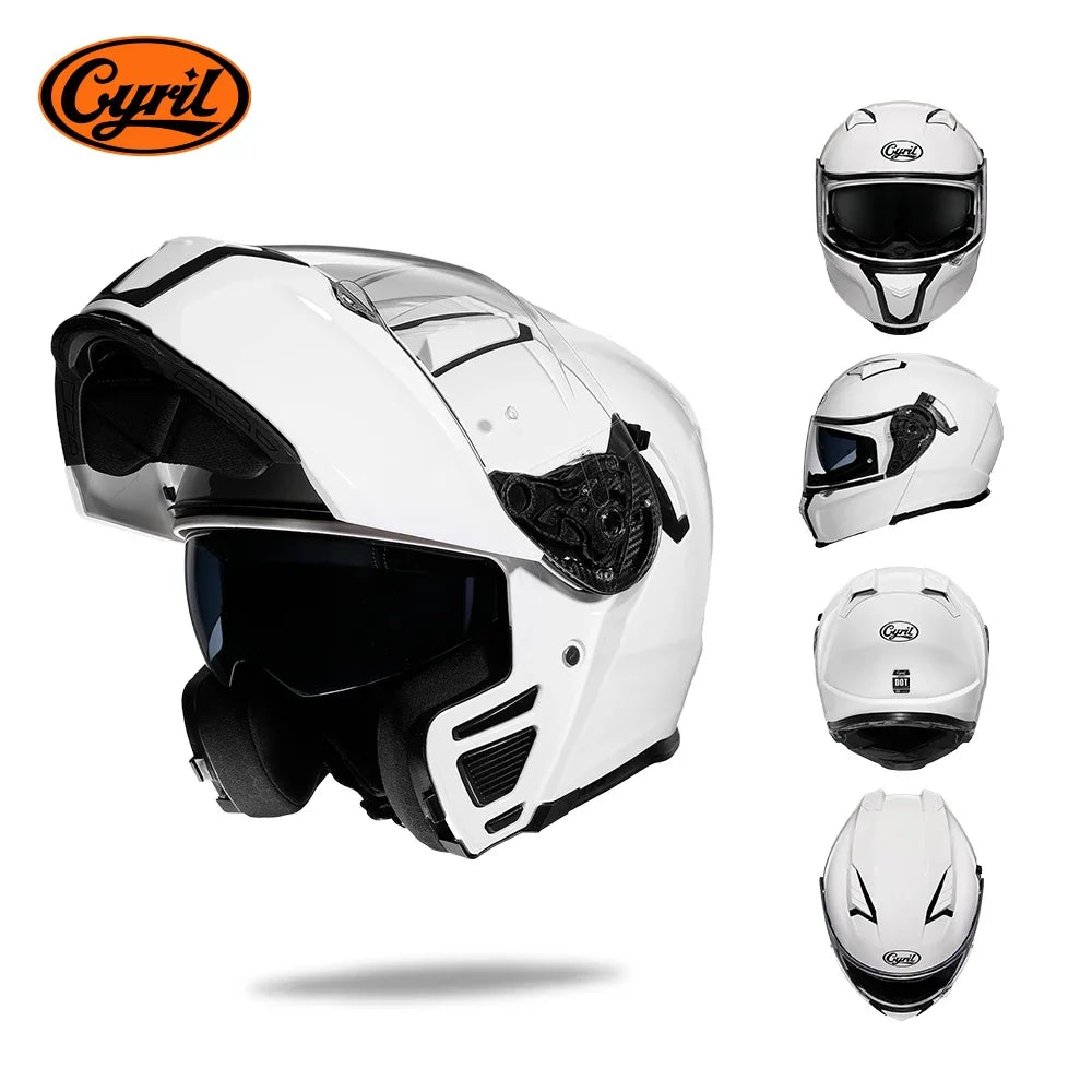 Motorcycle Helmet Dual Visor Modular Flip up Full Face Helmet for Adult Men and Women DOT Approved