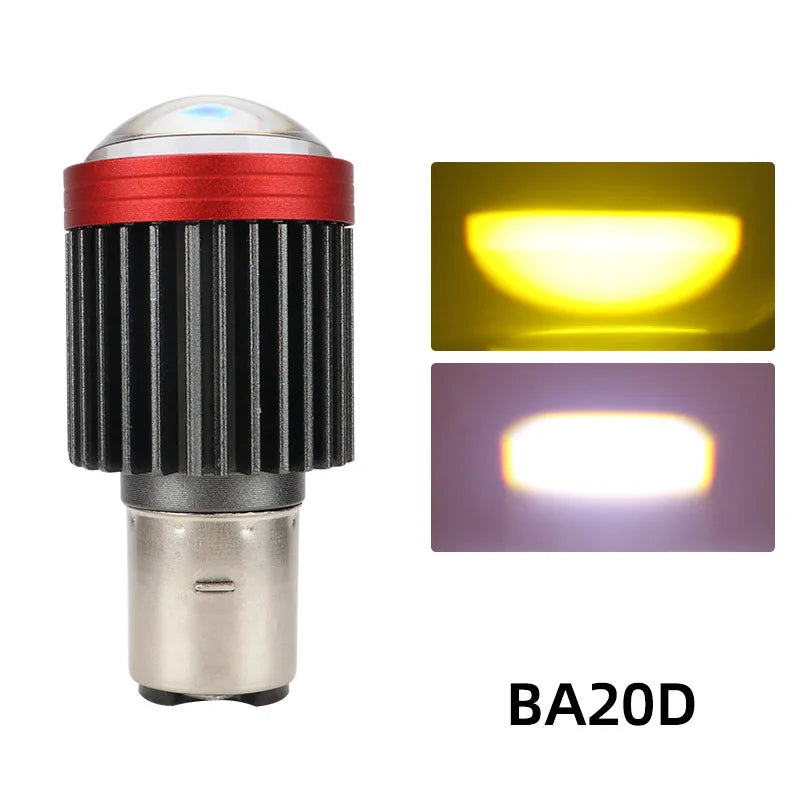 H4 LED H6 BA20D LED Motorcycle Headlight Bulbs CSP Lens White Yellow Hi Lo Beam Fog Light Scooter Motorbike Lamp Accessories