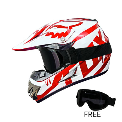 Off-Road Helmet DOT Certified - Motorcycle Motocross Helmet with Goggles, Removable Liner
