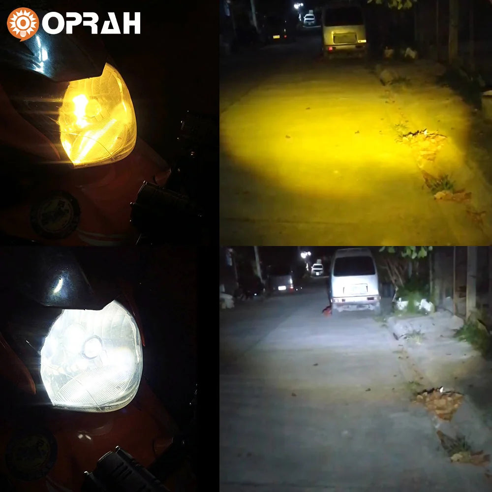 Oprah H4 LED Motorcycle Headlight Bulbs 10000LM Led Moto Light High Low Beam White Yellow Lamp Canbus For Yamaha Kawasaki Suzuki