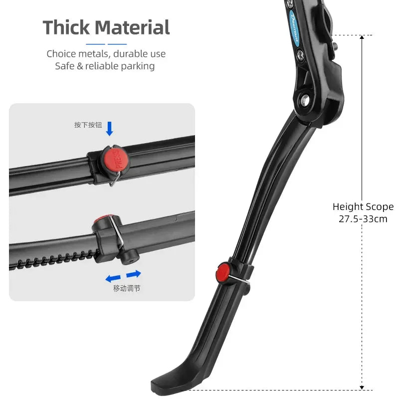 Dual Clamps Kickstand for 24-29in Bicycles - Quick Height Adjust Parking Rack