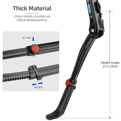 Dual Clamps Kickstand for 24-29in Bicycles - Quick Height Adjust Parking Rack