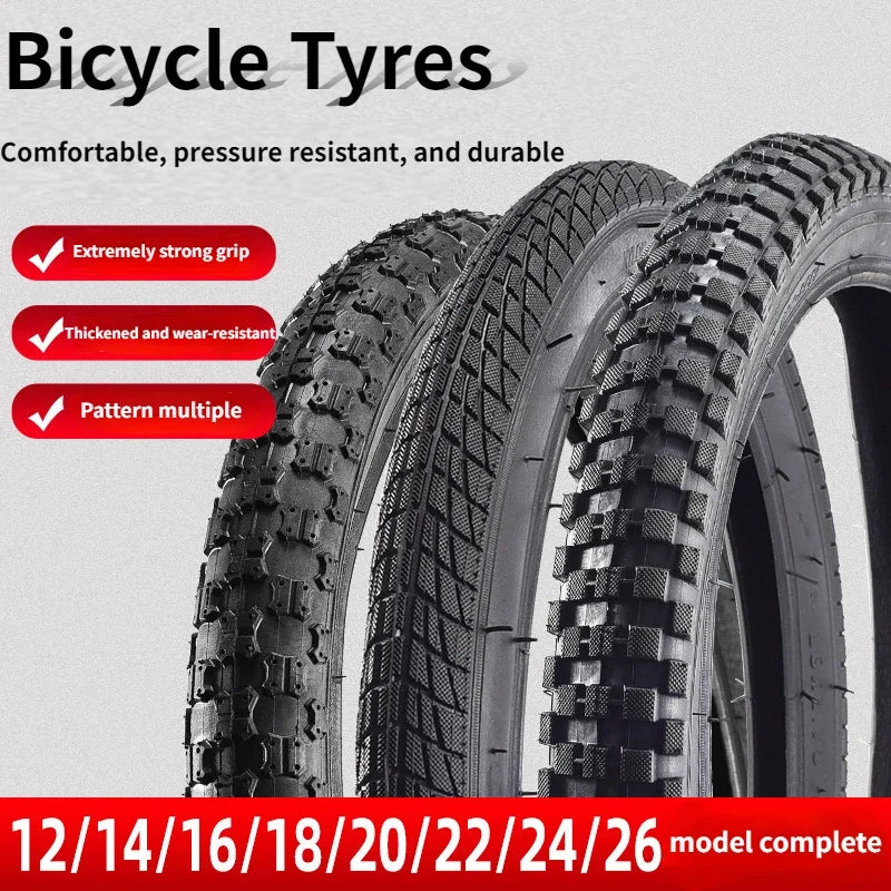 Children & Mountain Bike Tire - Versatile Sizes 12 to 26 Inch for Folding Bikes, BMX & Road Bikes