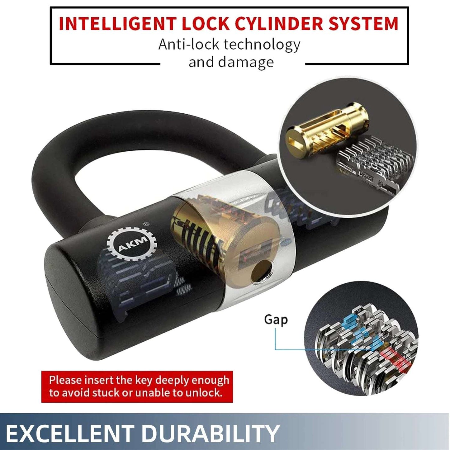 Anti-theft Bike U Lock With 2 Keys 16mm Heavy Duty U Lock Motorcycle Bicycle Dics Lock