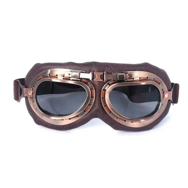 Retro Motorcycle Goggles Glasses Vintage Moto Classic Goggles for Harley Pilot Steampunk ATV Bike Copper Helmet 1Pcs gray