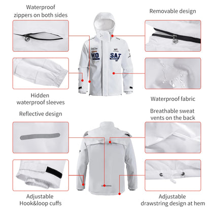 WOSAWE Motorcycle Raincoat 100% Waterproof Reflective Moto Rain Jacket Motocross Rain Coat for Men Women Cycling Motocross Gear