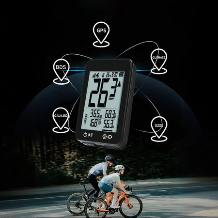Waterproof USB-C GPS bicycle speedometer mounted on mountain bike handlebar holder bracket