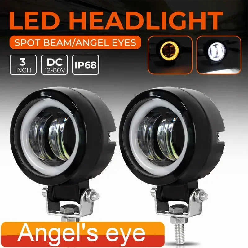 3INCH 20W Motorcycle LED Angel EyeWork Light Bar spot Lamp Offroad carBoat Truck SUv Pickup 12V 24V DrivingFog Lamp Headlight