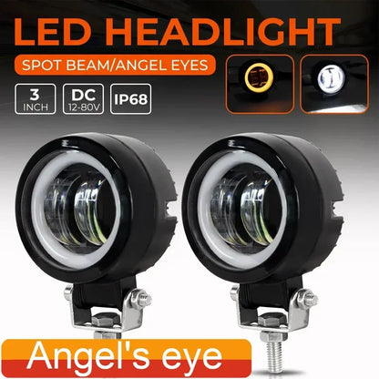 3INCH 20W Motorcycle LED Angel EyeWork Light Bar spot Lamp Offroad carBoat Truck SUv Pickup 12V 24V DrivingFog Lamp Headlight