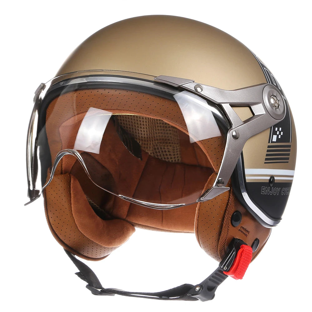 Motorcycle Helmet Jet with Visor Motorbike Riding 3/4 Open Half Helmet Retro Scooter 288 matte black