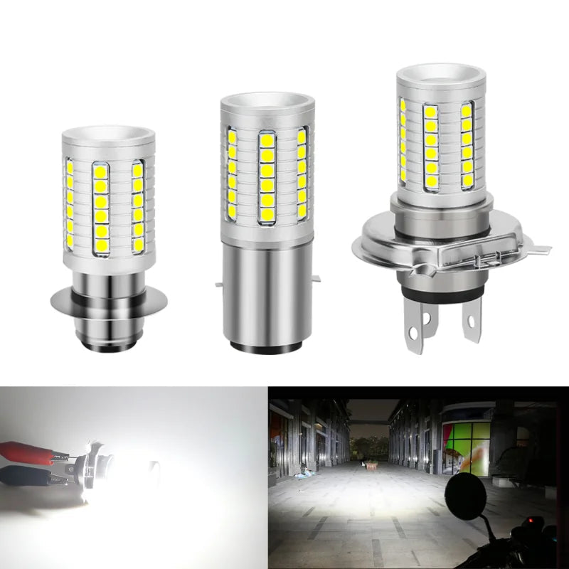 BA20D H6 P15D H4 HB2 9003 LED Bulb Motorcycle Headlight Bulbs Spotlights Hi Lo Foglight 12V White Super Bright Autobike Fog Lamp