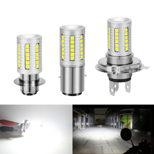 BA20D H6 P15D H4 HB2 9003 LED Bulb Motorcycle Headlight Bulbs Spotlights Hi Lo Foglight 12V White Super Bright Autobike Fog Lamp
