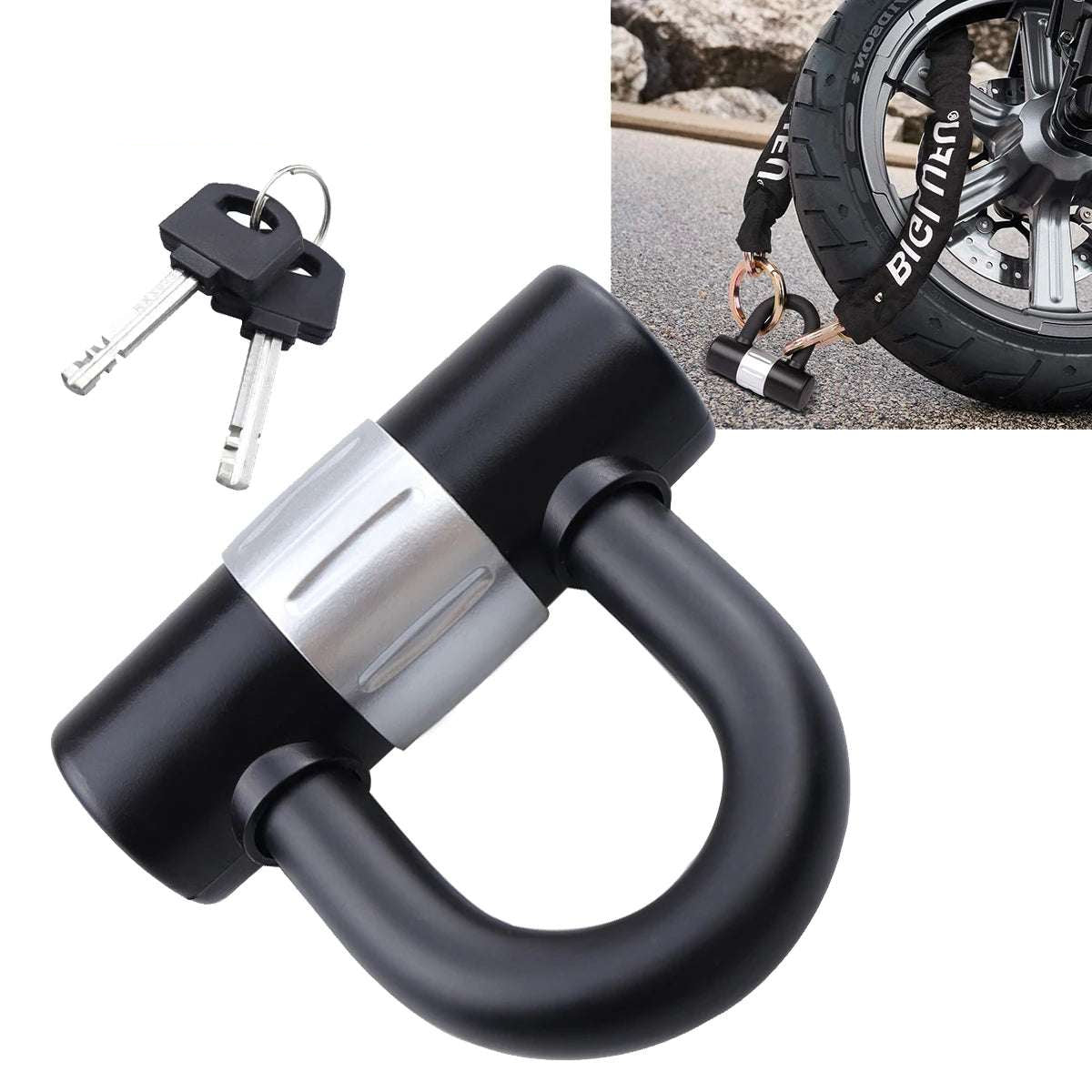 Anti-theft Bike U Lock With 2 Keys 16mm Heavy Duty U Lock Motorcycle Bicycle Dics Lock