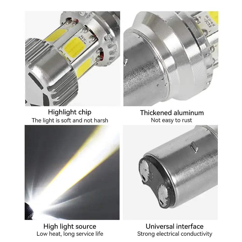 Universal 1Pc H4 BA20D Motorcycle LED Headlight Motorcycle Scooter Light Super Bright Light lamp Moto DRL Lights Aluminium Alloy