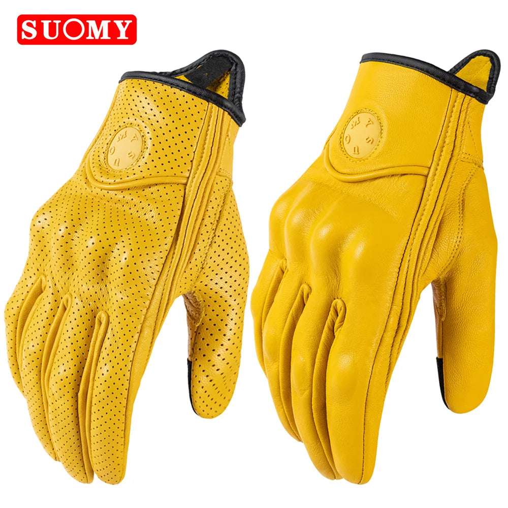 SUOMY Yellow New Motorcycle Racing Gloves Summer Perforated Leather Motocross Glove Men Women Motorcyclist Protected Gloves
