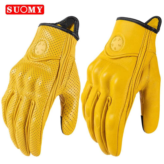 SUOMY Yellow New Motorcycle Racing Gloves Summer Perforated Leather Motocross Glove Men Women Motorcyclist Protected Gloves