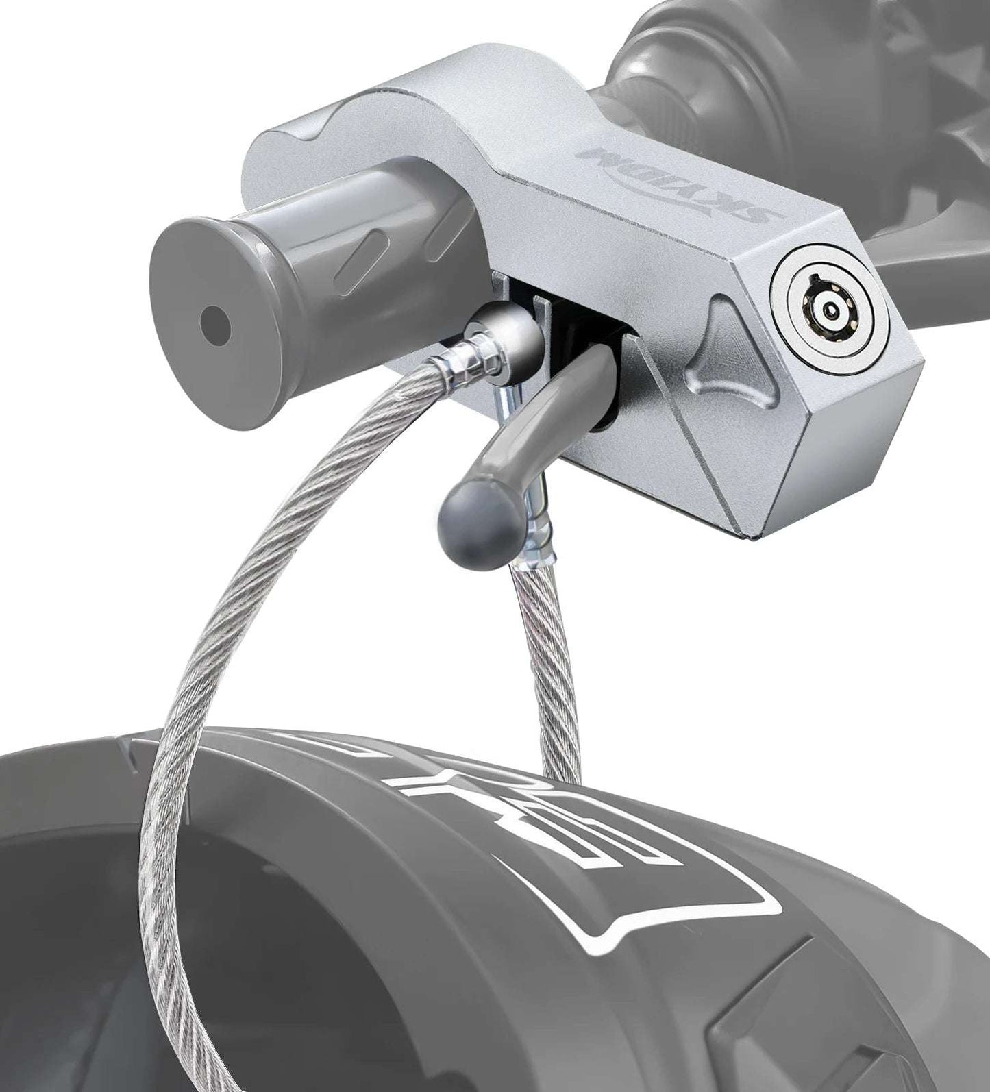 Motorcycle Handlebar Lock Motorcycle Helmet Lock Brake Lock Anti-Theft Grip Lock Combo bicycle security equipment adjustable Silver