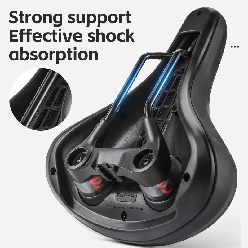 WEST BIKING Bicycle Saddle Comfortable Shockproof Bike Seats MTB Road Hollow Breathable Mountain Bike Saddle Cycling Cushion