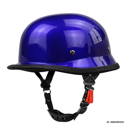 Helmet Motorcycle Leather Vintage Open Face Helmet Men Women Moto Half Helmet DOT Certification 307 Bright blue China