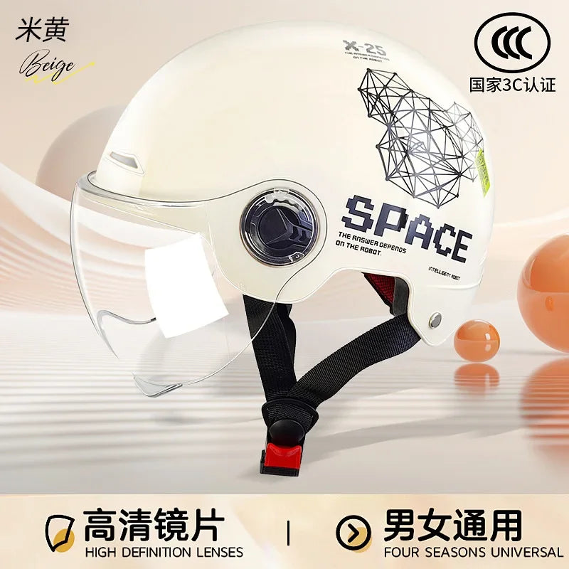 helmet motorcycle winter warm women's winter men's double mirror four-season helmet L007 summer beige China