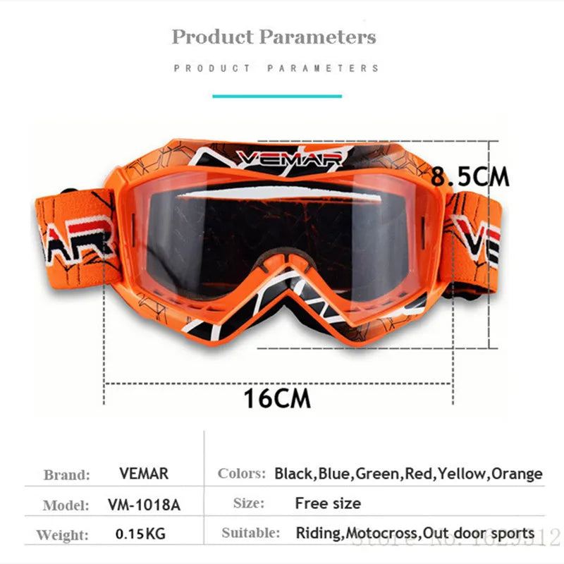 Vemar Motorcycle Glasses Kids Child Motorbike Racing Goggles MX MTB Off-Road Dirt kid Bike For motocross Helmet gafas