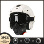 Vintage Motorcycle Helmet Men's Four season Leather Jet Helmets Electric Bike Half Helmet White CHINA
