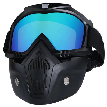 Goggles Full Face Hd Transparent Fog-proof Sand-proof Electric Welding Protective Glasses Versatile Breath-proof Windproof Mask Blue-lens