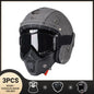 Vintage Motorcycle Helmet Men's Four season Leather Jet Helmets Electric Bike Half Helmet Grey CHINA