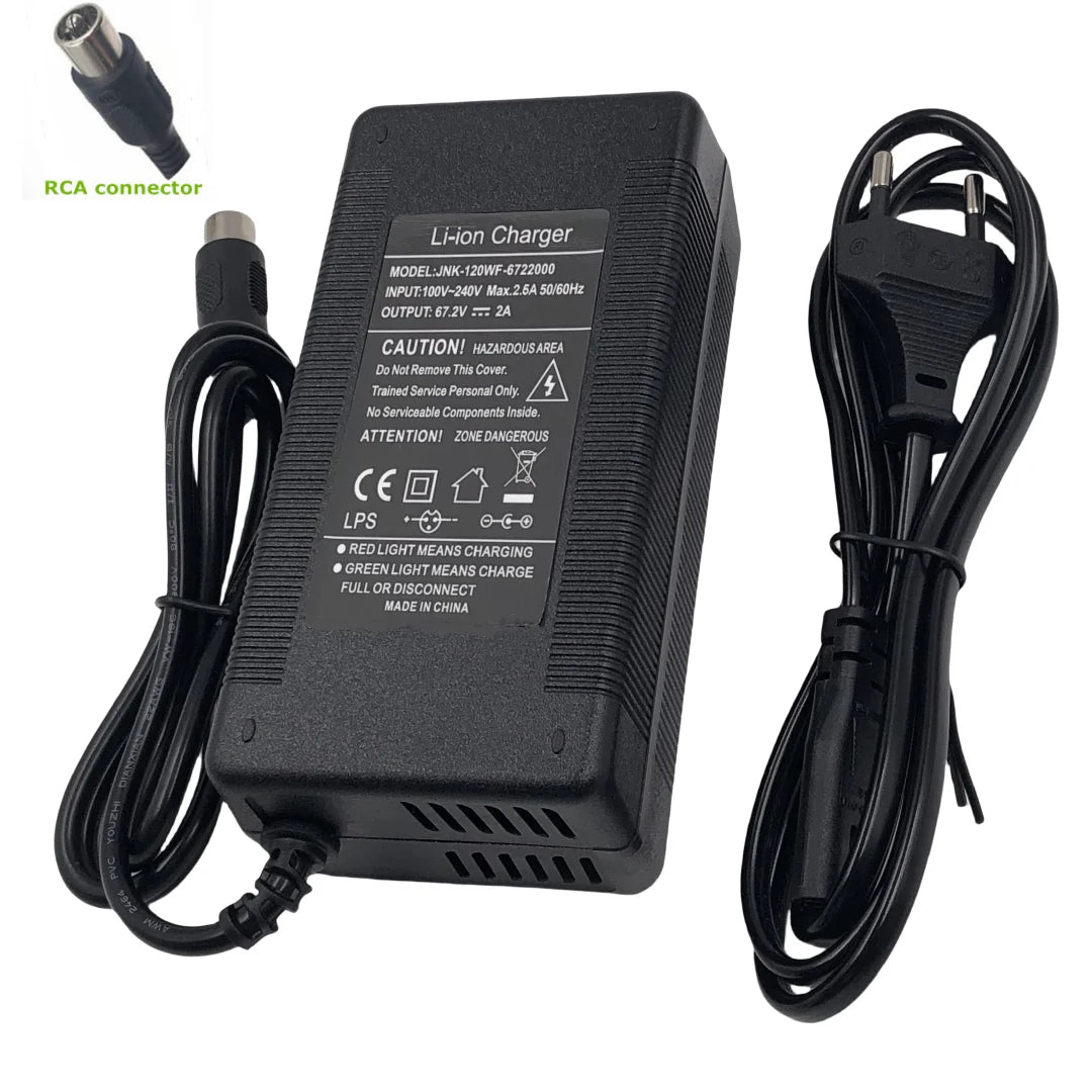 60V Charger 2A Output 67.2V/2A Charger For Wheelbarrow Harley Citycoco 16S 60V lithium Battery GX16 Connector with Fan 100-240V