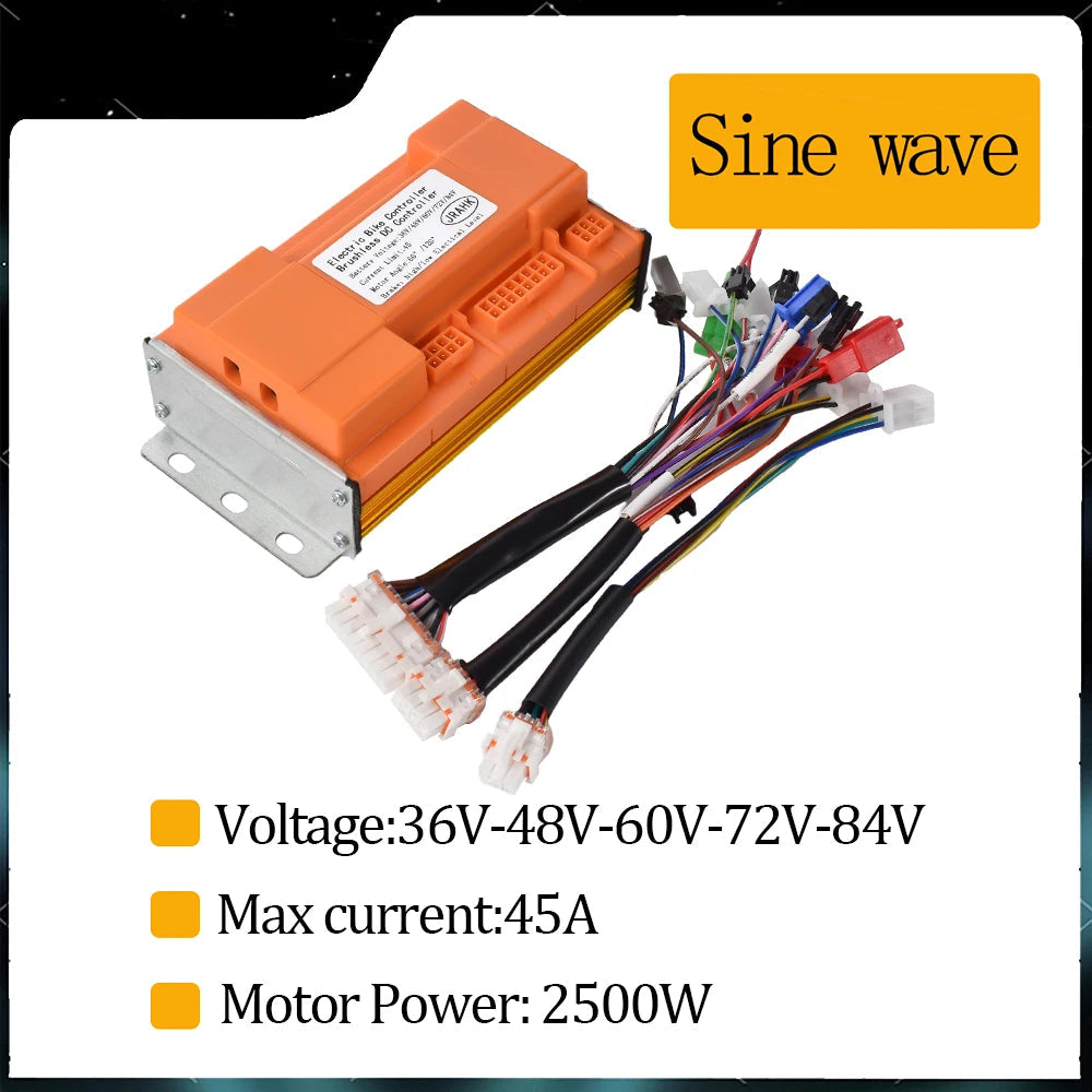 JRAHK 36V-84V ElectricBicycle Brushless DC Controller 48V 2500W Sine Wave Controller 72V 3000W Electric Scooter Accessories