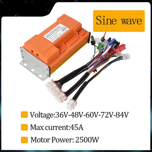 JRAHK 36V-84V ElectricBicycle Brushless DC Controller 48V 2500W Sine Wave Controller 72V 3000W Electric Scooter Accessories