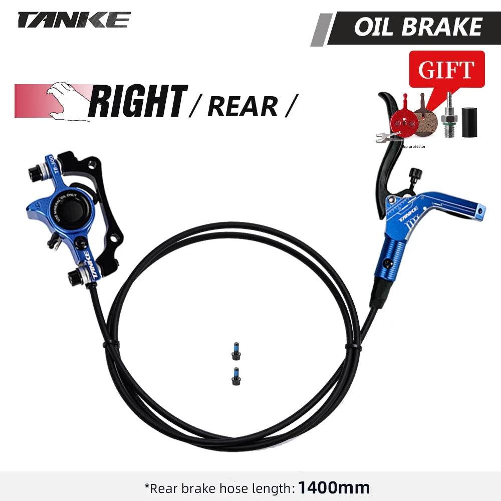 TANKE MTB Bike Hydraulic Disc Brake Set 160mm Rotors Oil Calliper Plate Front Rear Mountain Bicycle Blue-RR China