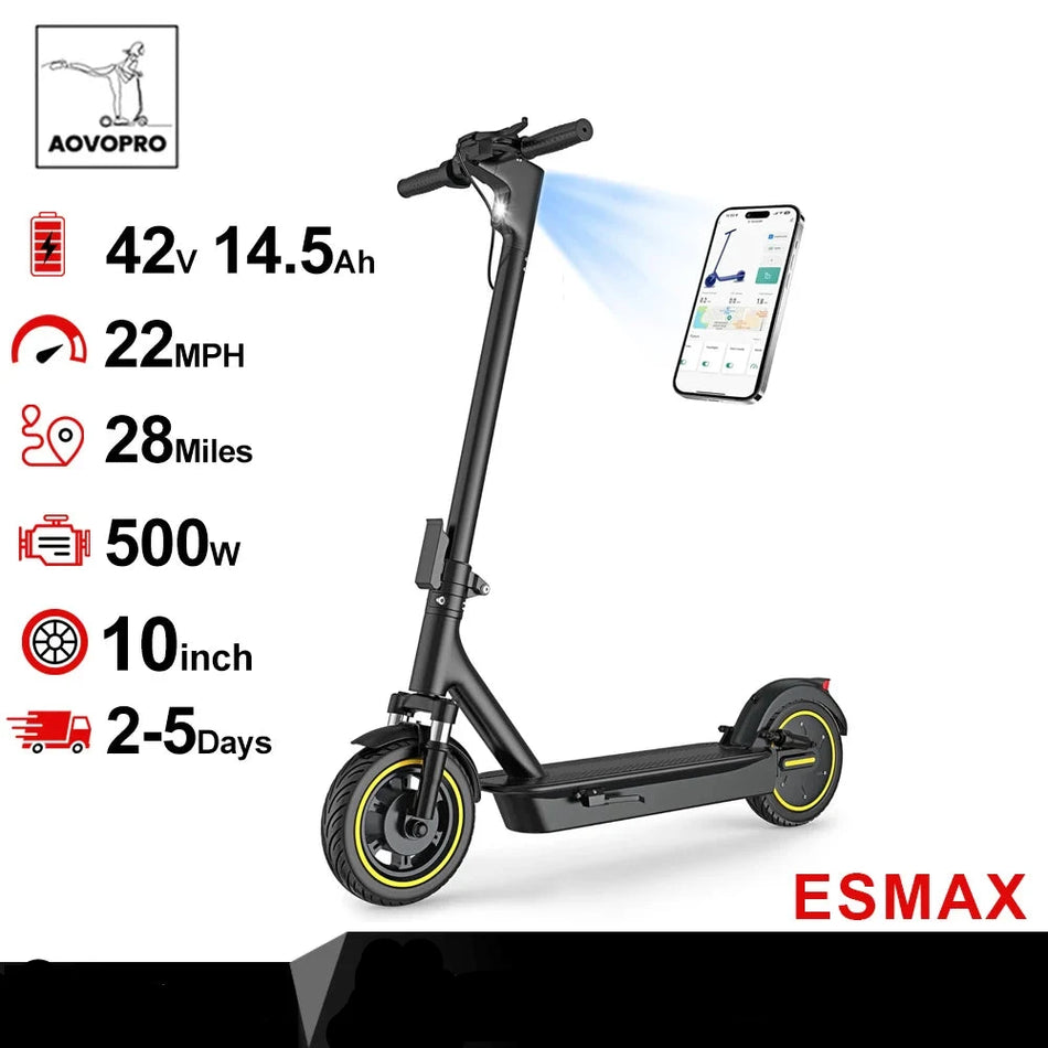 AOVOPRO ESMAX Electric Scooter - 500W Motor, 22mph, 28 Miles Range & Smart App