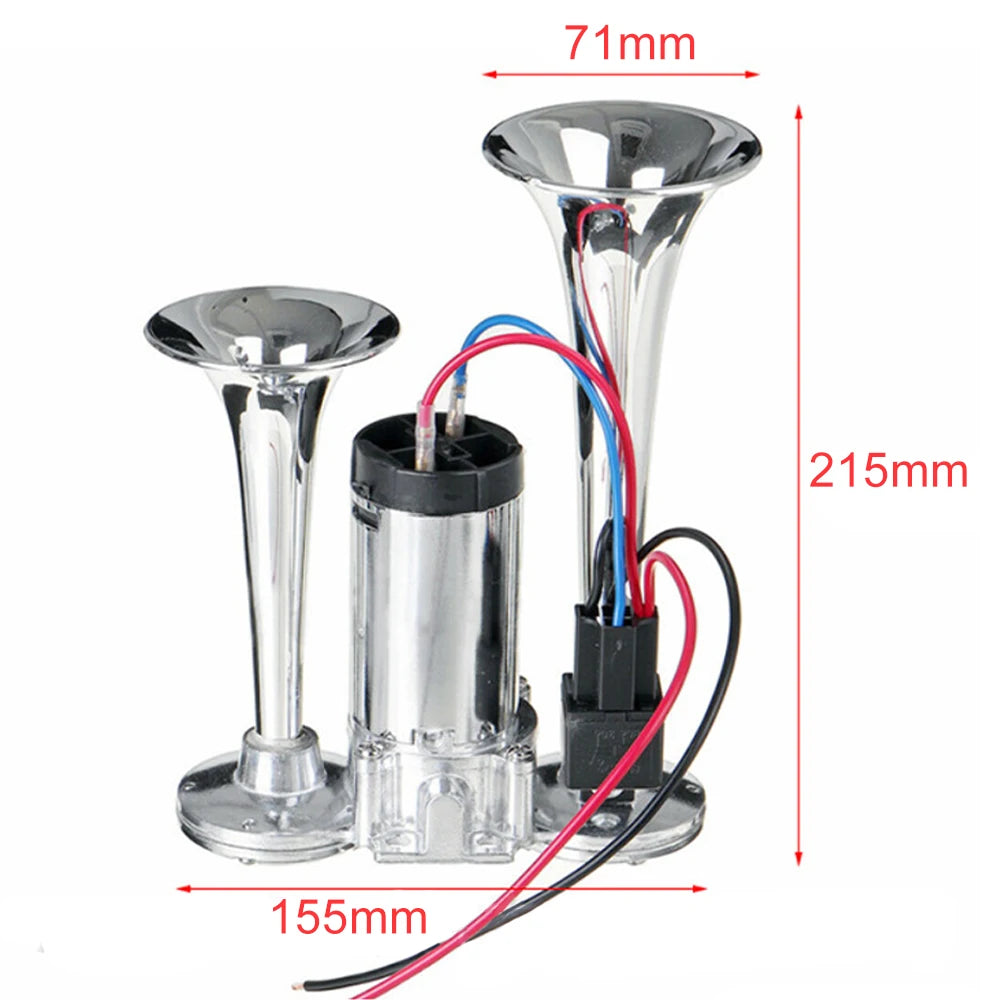 600DB Dual Trumpets, Super Loud Horns Kit with Compressor Universal for 12V Cars Motorcycles Trucks Trains Boats